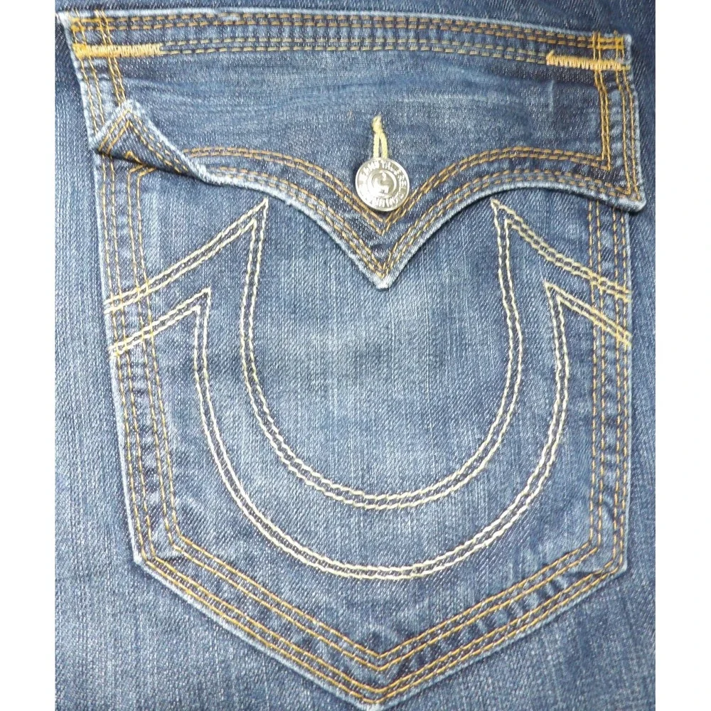 VTG Y2K True Religion World Tour Men 42 Section Straight USA Flap Pocket Jeans